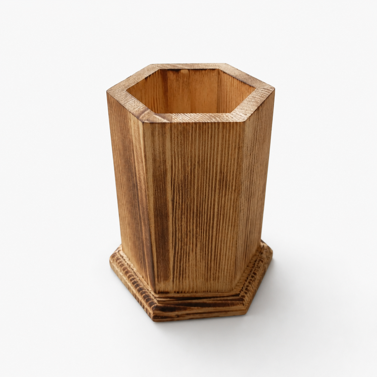 Hexagonal Wooden Pen Holder
