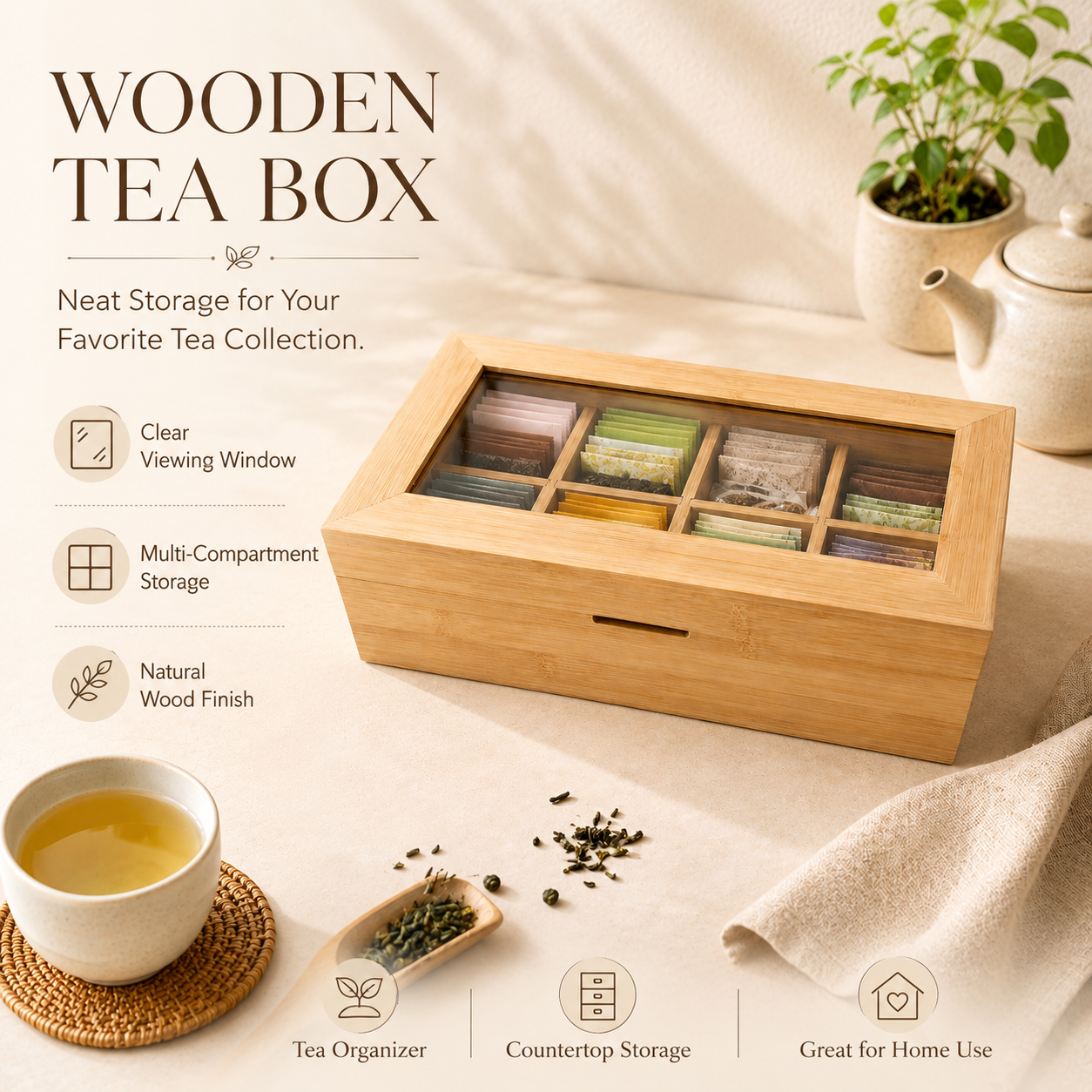 Bamboo Tea Storage Box