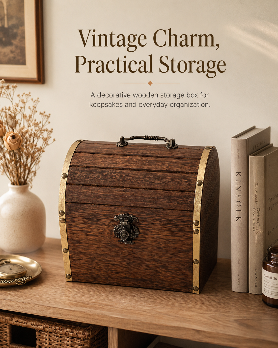 Burnt Paulownia Wood Storage Box