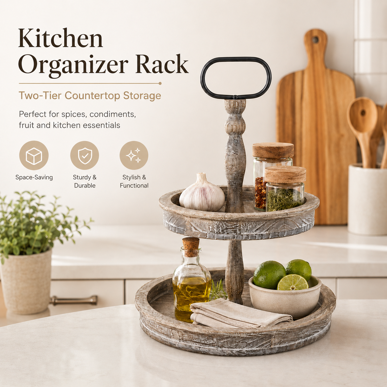 Two-Tier Kitchen Organizer Rack