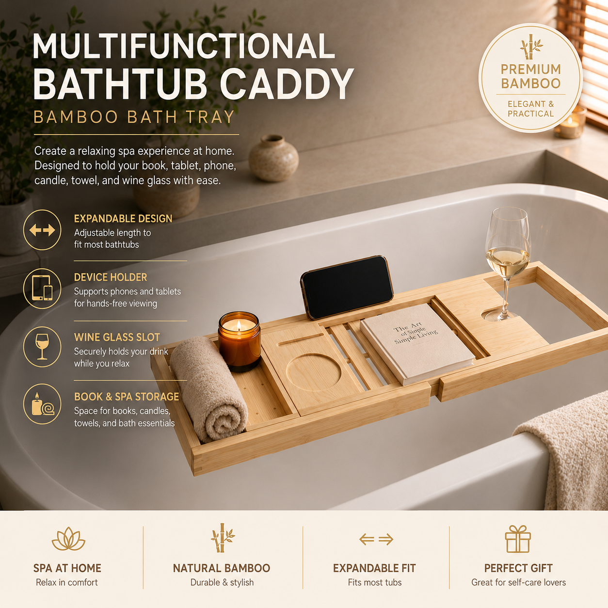 Multifunction Bathtub Tray